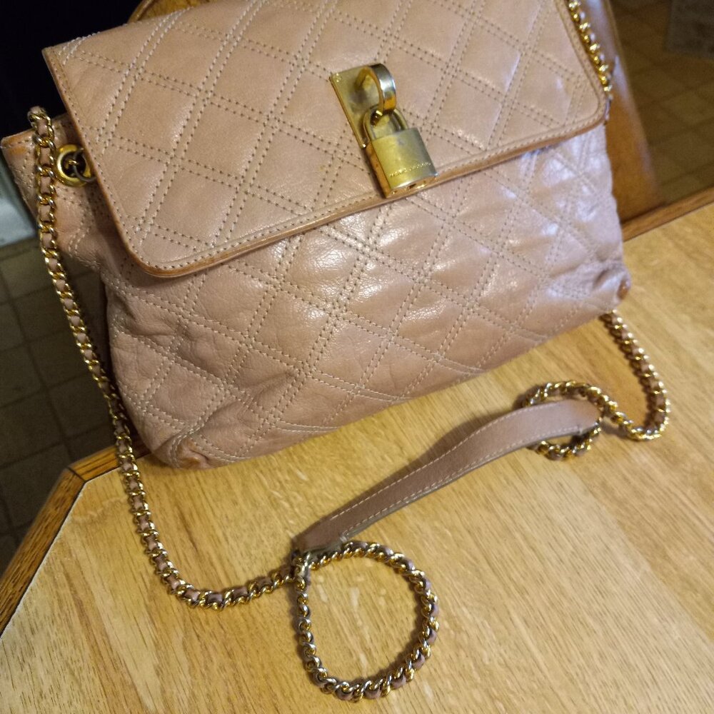 AUTH Marc Jacobs Quilted Leather Crossbody Shoulder Bag Handbag Purse Clutch